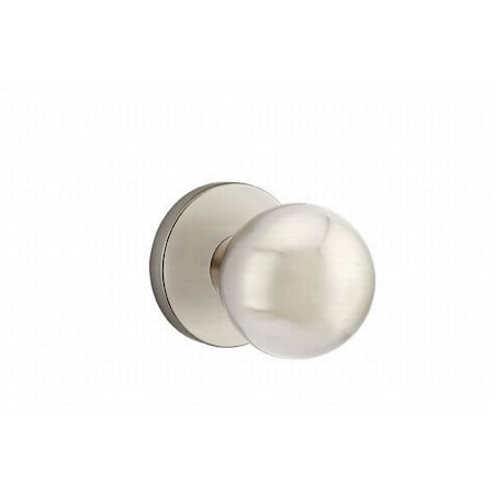 Emtek Orb Knob 2-3/8" Backset Privacy With Disk Rose for 1-1/4" to 2" Door Satin Nickel Finish 5209ORUS15